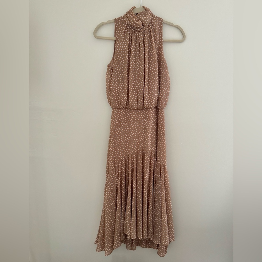 Taylor Tan Polka Dot dress - high/low with mock neck